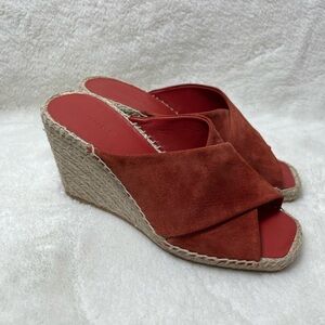 Vince Gaelan Suede Espadrille Wedge Slide Sandals Size 5.5